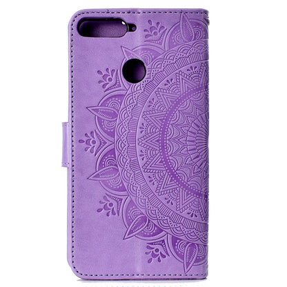 Imprint Mandala Flower  Leather Wallet Flip Casing for Huawei Y6 (2018) / Honor 7A (without Fingerprint Sensor)