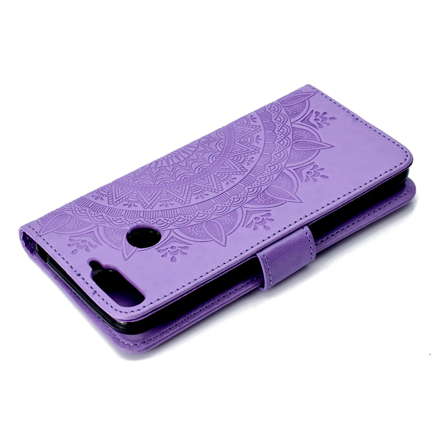 Imprint Mandala Flower  Leather Wallet Flip Casing for Huawei Y6 (2018) / Honor 7A (without Fingerprint Sensor)