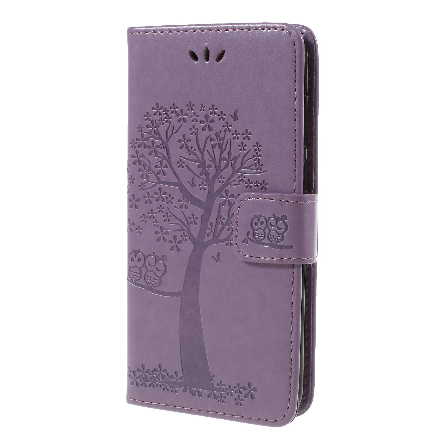 Imprint Tree Owl Wallet Stand Leather Folio Cover for Huawei Y5 (2018) / Y5 Prime (2018) / Honor 7s / Play 7