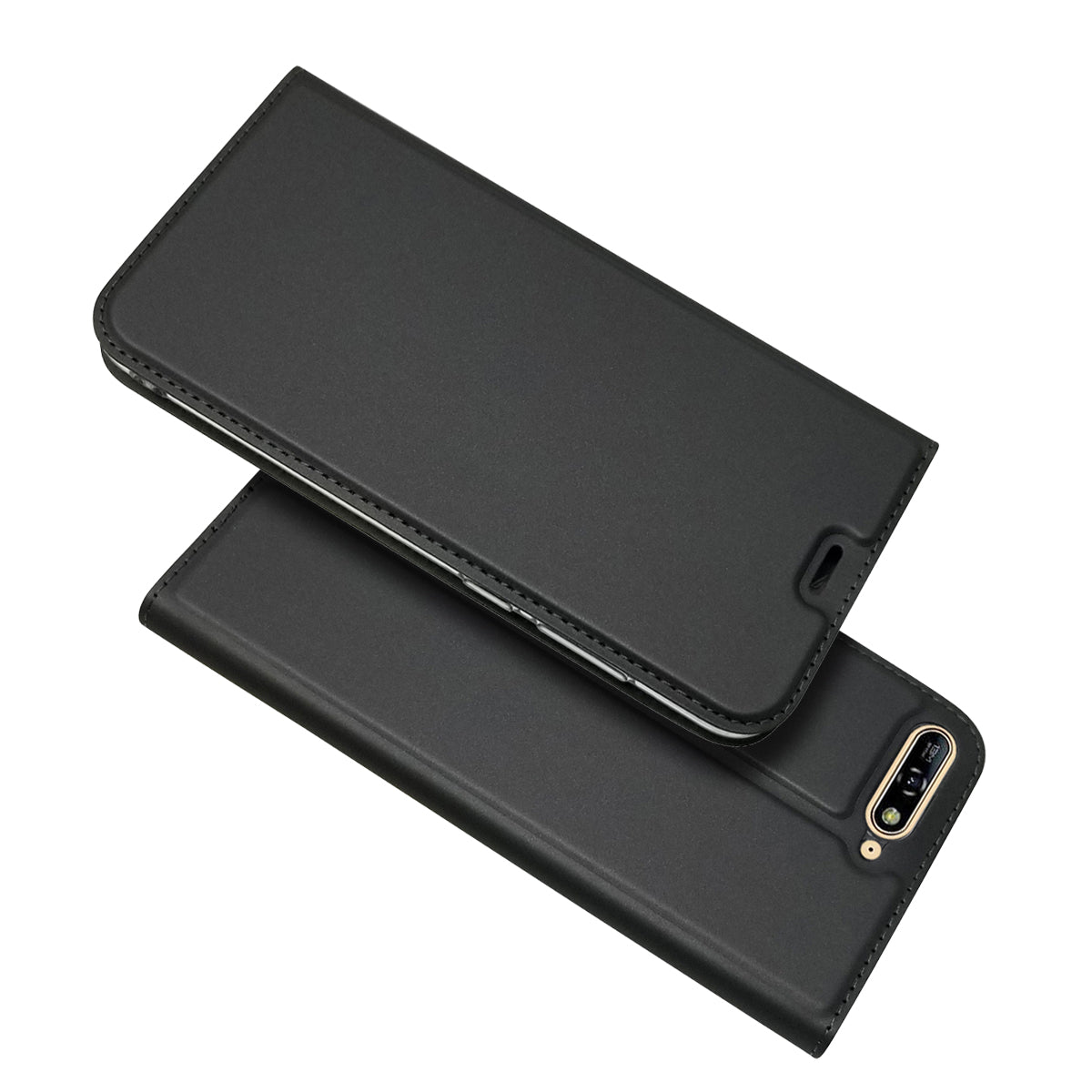 Auto-absorbed Stand Card Holder Leather Phone Case for Huawei Y6 (2018)/Honor 7A (without Fingerprint Sensor)