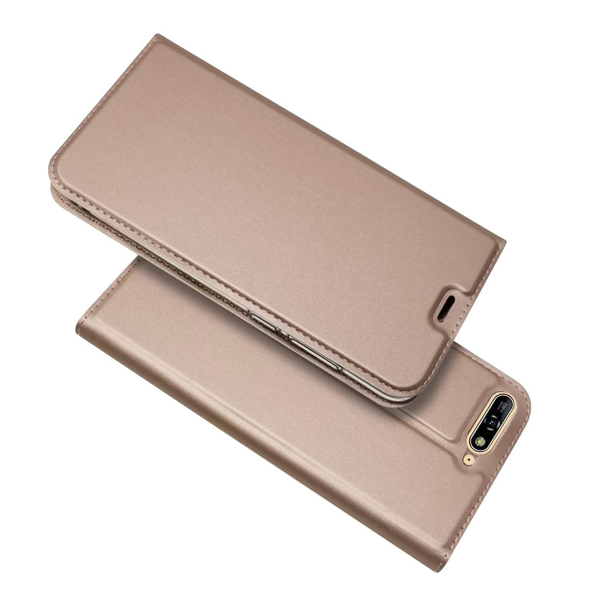 Auto-absorbed Stand Card Holder Leather Phone Case for Huawei Y6 (2018)/Honor 7A (without Fingerprint Sensor)