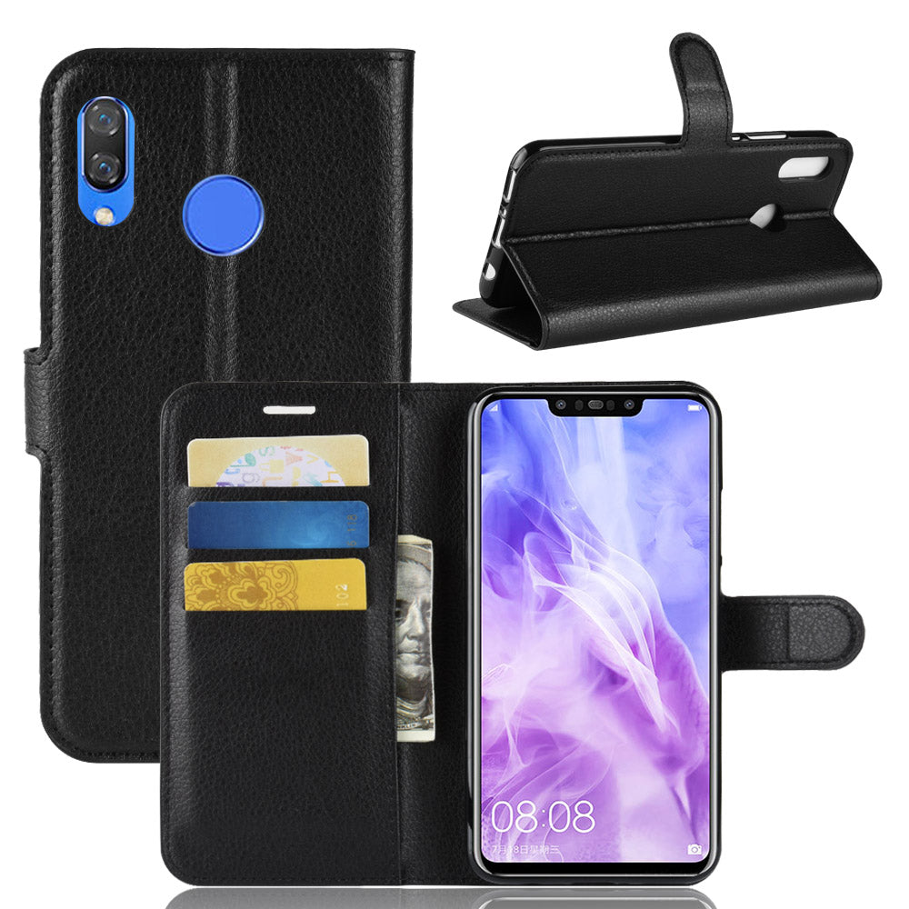 Litchi Skin Wallet Leather Stand Case for Huawei nova 3