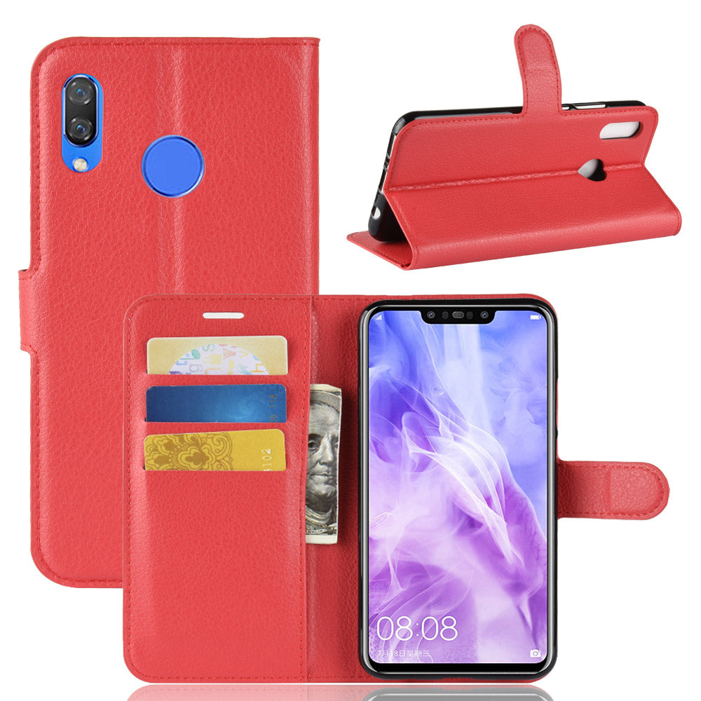 Litchi Skin Wallet Leather Stand Case for Huawei nova 3