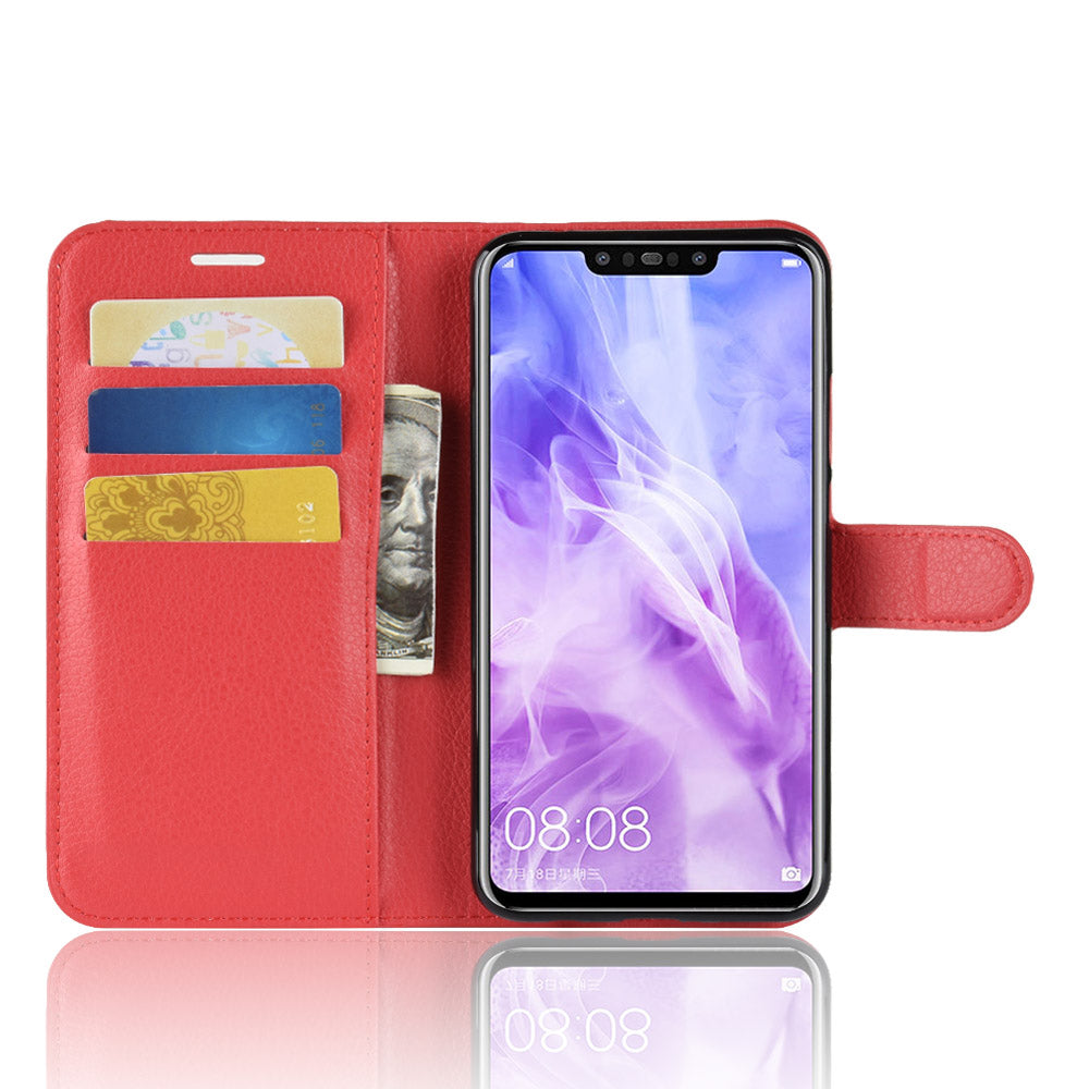 Litchi Skin Wallet Leather Stand Case for Huawei nova 3