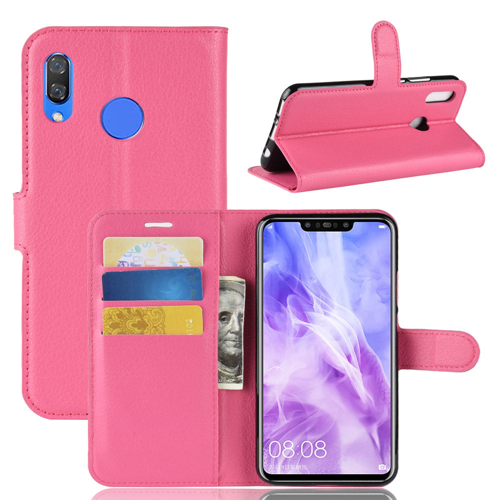 Litchi Skin Wallet Leather Stand Case for Huawei nova 3