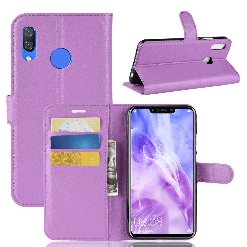 Litchi Skin Wallet Leather Stand Case for Huawei nova 3