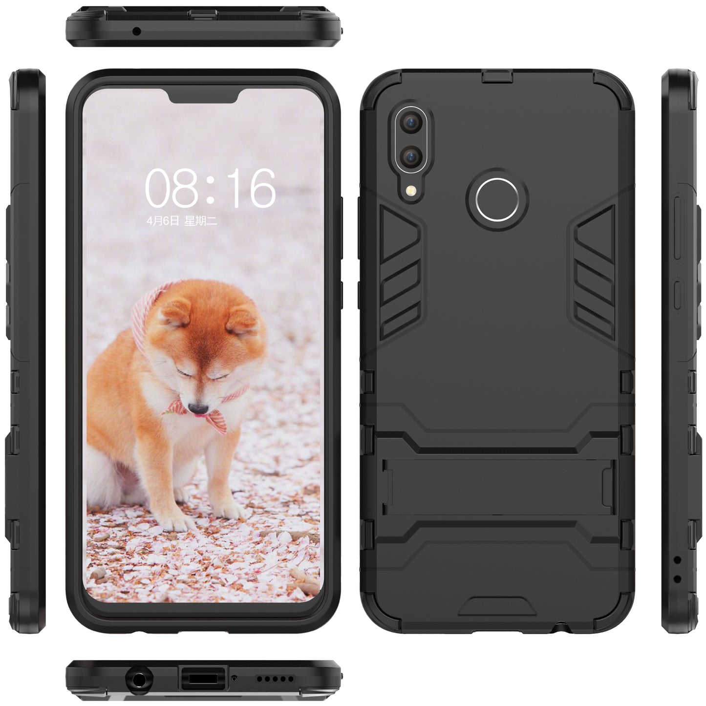 Shockproof PC + TPU Hybrid Kickstand Back Case for Huawei nova 3