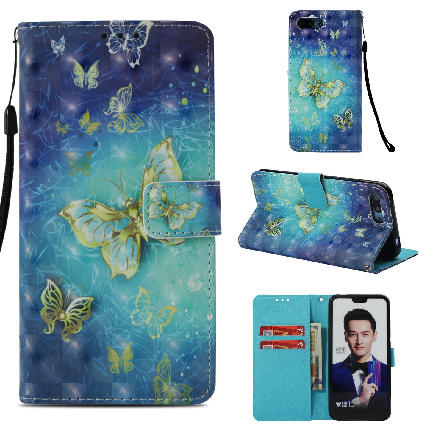 Pattern Printing Leather Wallet Case for Huawei Honor 10