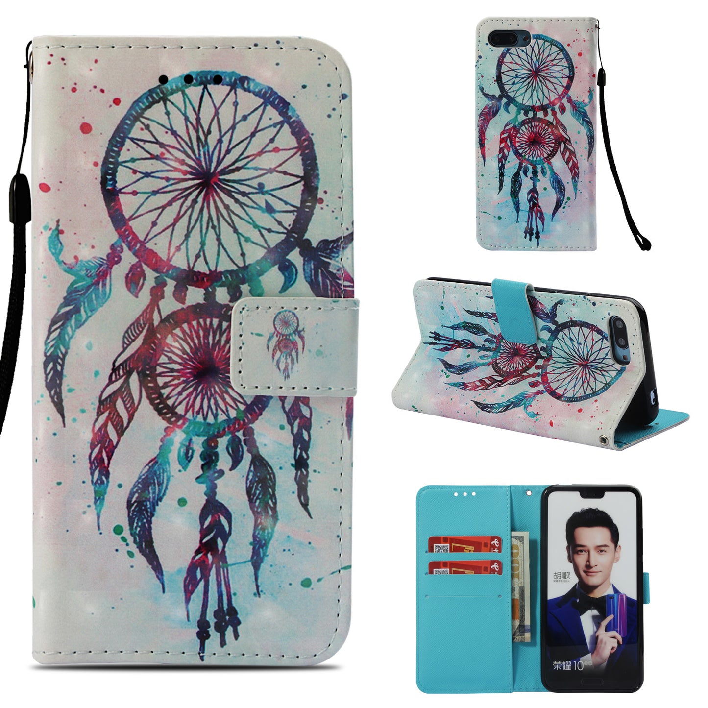 Pattern Printing Leather Wallet Case for Huawei Honor 10