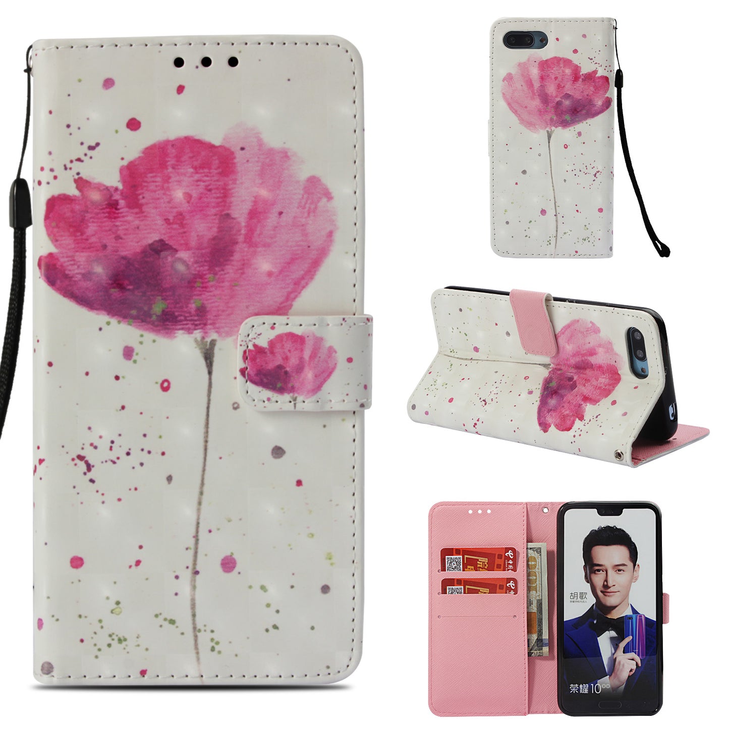 Pattern Printing Leather Wallet Case for Huawei Honor 10