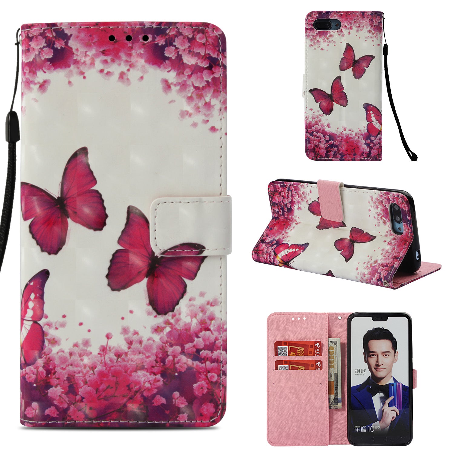 Pattern Printing Leather Wallet Case for Huawei Honor 10