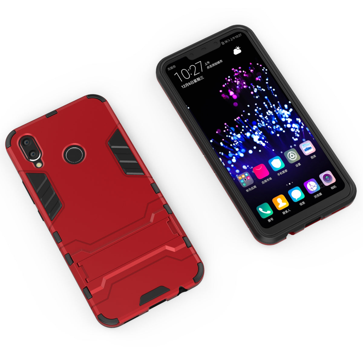 Plastic + TPU Hybrid Case with Kickstand for Huawei P Smart+ / nova 3i