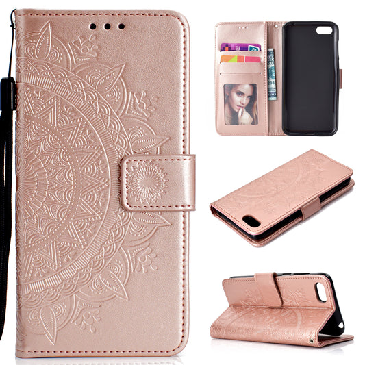 Imprinted Mandala Pattern Wallet Leather Mobile Case for Huawei Y5 (2018) / Y5 Prime (2018) / Honor Play 7 / Honor 7s