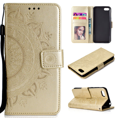 Imprinted Mandala Pattern Wallet Leather Mobile Case for Huawei Y5 (2018) / Y5 Prime (2018) / Honor Play 7 / Honor 7s