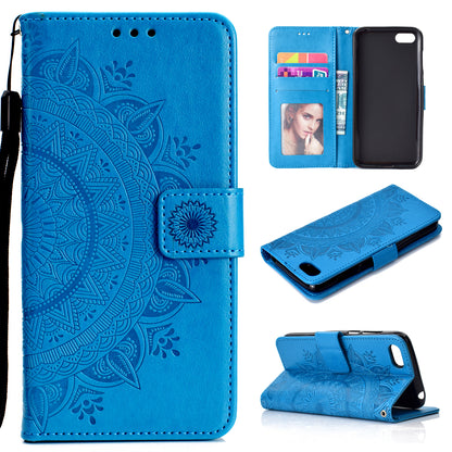 Imprinted Mandala Pattern Wallet Leather Mobile Case for Huawei Y5 (2018) / Y5 Prime (2018) / Honor Play 7 / Honor 7s