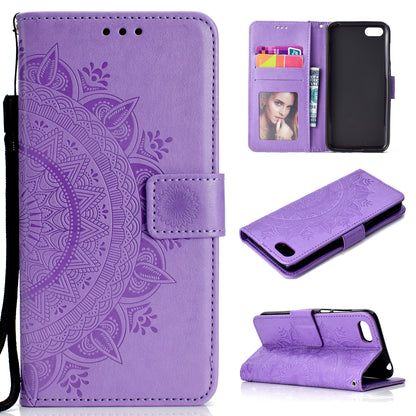 Imprinted Mandala Pattern Wallet Leather Mobile Case for Huawei Y5 (2018) / Y5 Prime (2018) / Honor Play 7 / Honor 7s