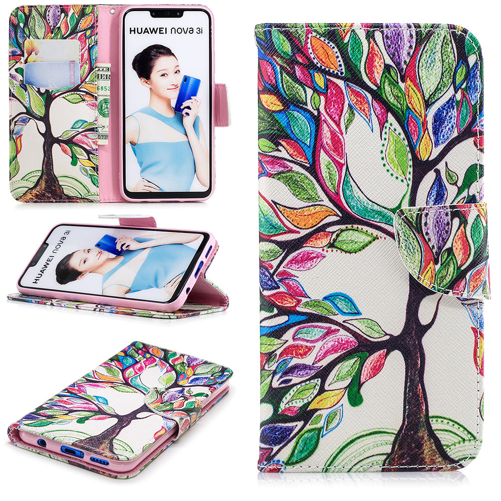 Pattern Printing PU Leather Wallet Case Cover for Huawei nova 3i / P Smart Plus