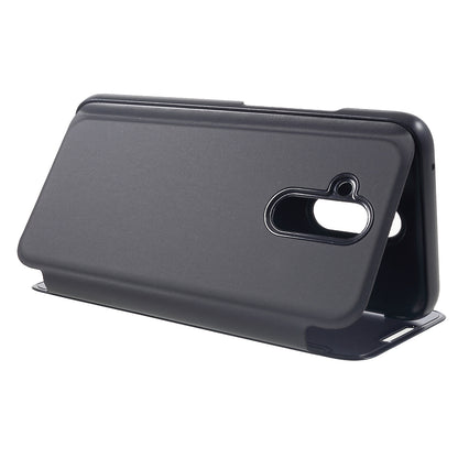 Plated Mirror Surface View Window Leather Stand Case for Huawei Mate 20 Lite / Maimang 7