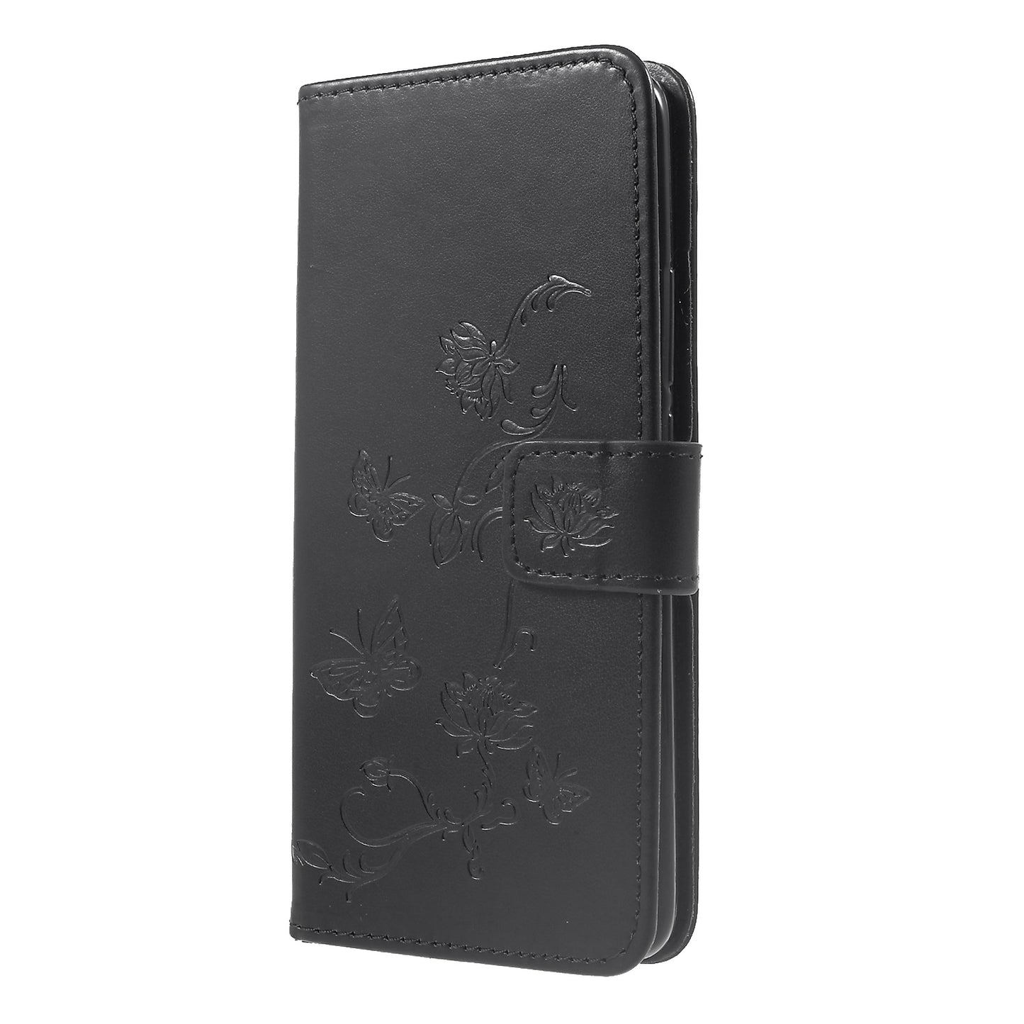 Imprint Butterfly Flowers Leather Stand Wallet Folio Case for Huawei Mate 20 Pro