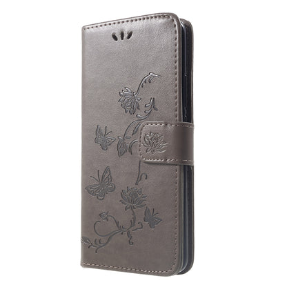 Imprint Butterfly Flowers Leather Stand Wallet Folio Case for Huawei Mate 20 Pro