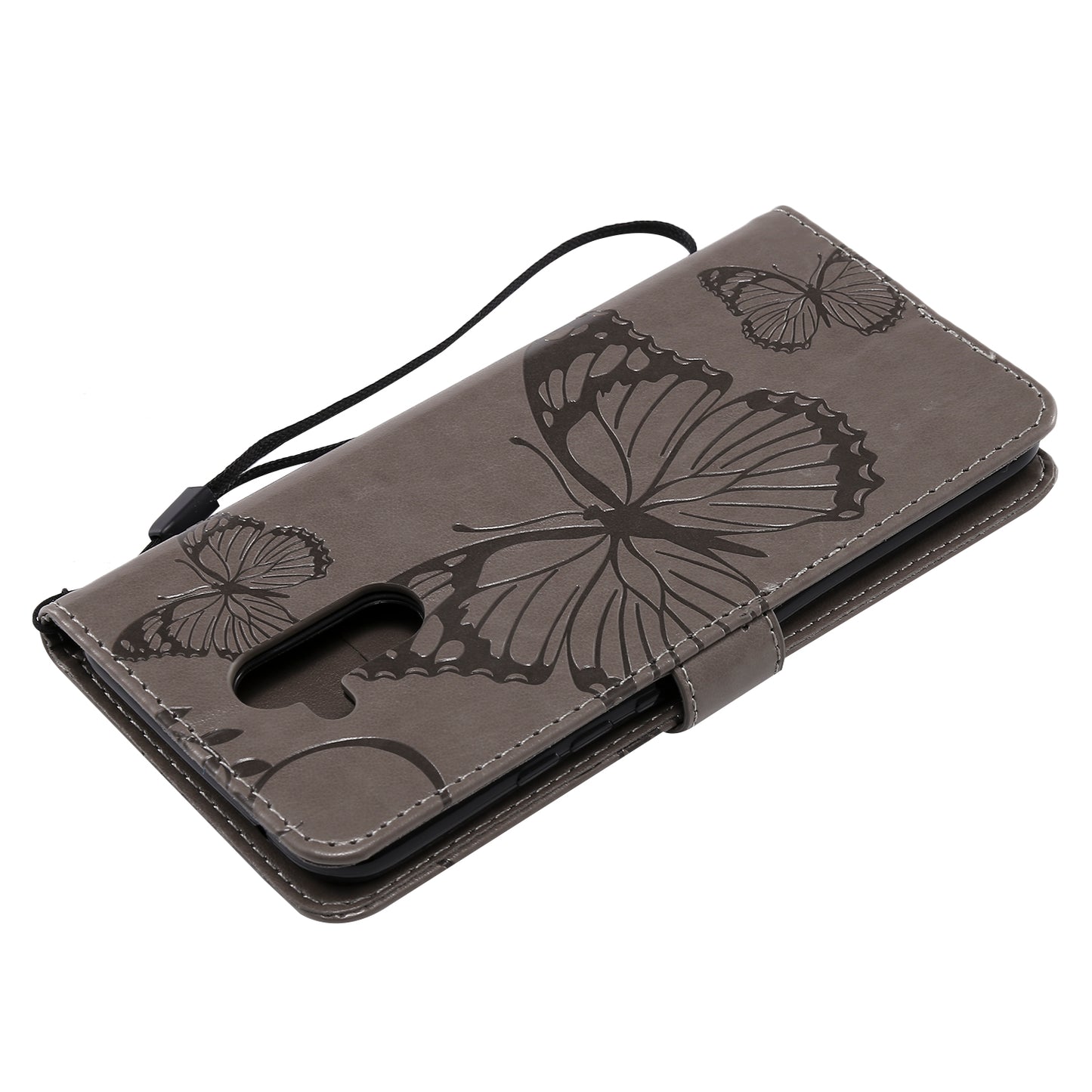 KT Imprinting Flower Series-2 Imprint Butterfly Flower Leather Wallet Magnetic Stand Cover for Huawei Mate 20 Lite