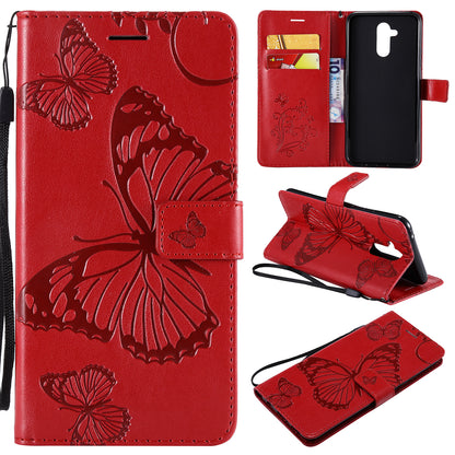 KT Imprinting Flower Series-2 Imprint Butterfly Flower Leather Wallet Magnetic Stand Cover for Huawei Mate 20 Lite