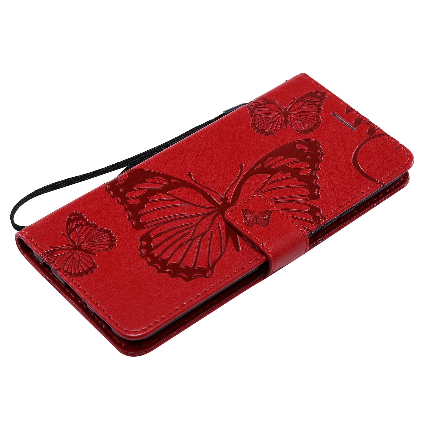 KT Imprinting Flower Series-2 Imprint Butterfly Flower Leather Wallet Magnetic Stand Cover for Huawei Mate 20 Lite