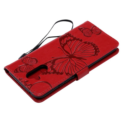 KT Imprinting Flower Series-2 Imprint Butterfly Flower Leather Wallet Magnetic Stand Cover for Huawei Mate 20 Lite