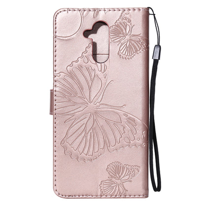 KT Imprinting Flower Series-2 Imprint Butterfly Flower Leather Wallet Magnetic Stand Cover for Huawei Mate 20 Lite