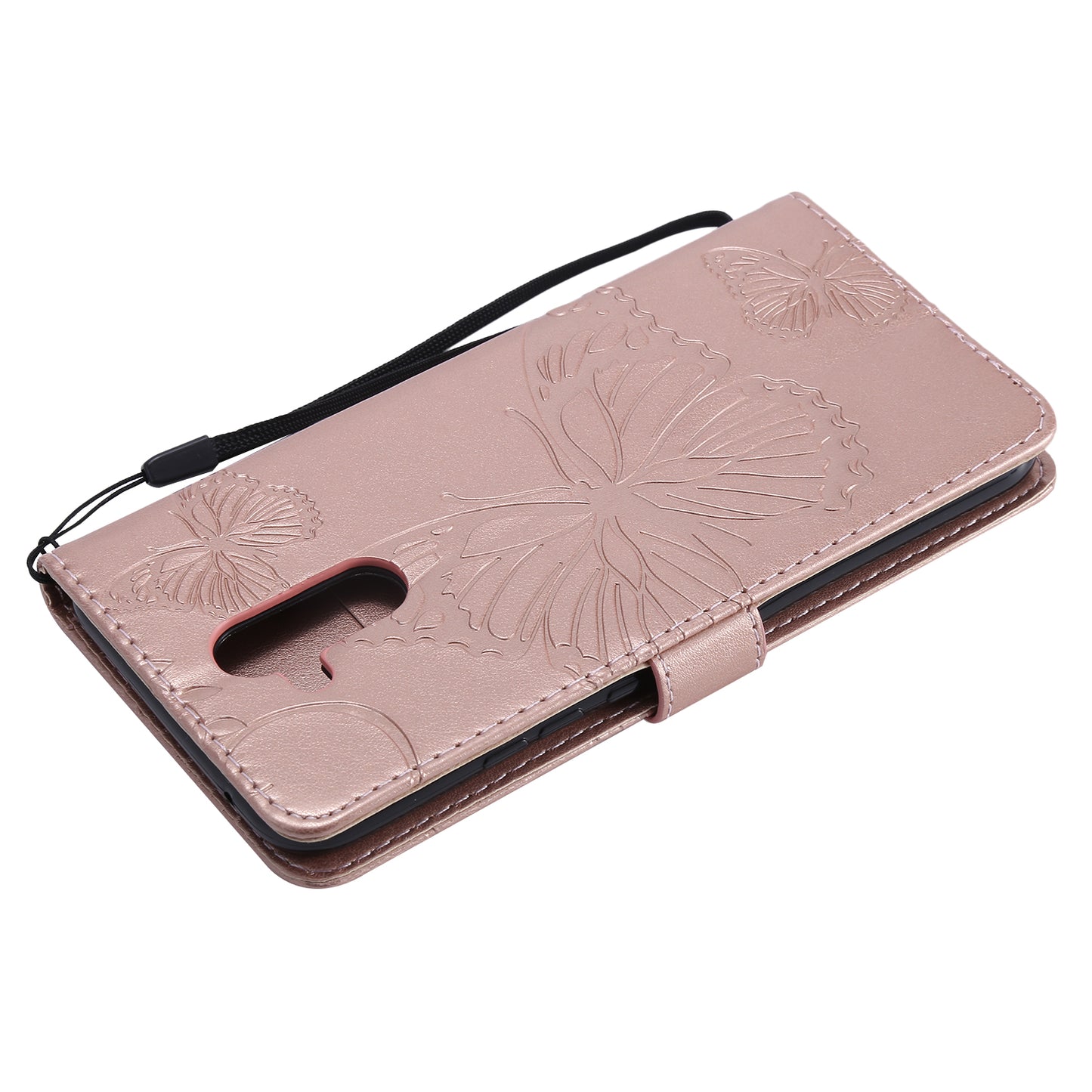 KT Imprinting Flower Series-2 Imprint Butterfly Flower Leather Wallet Magnetic Stand Cover for Huawei Mate 20 Lite