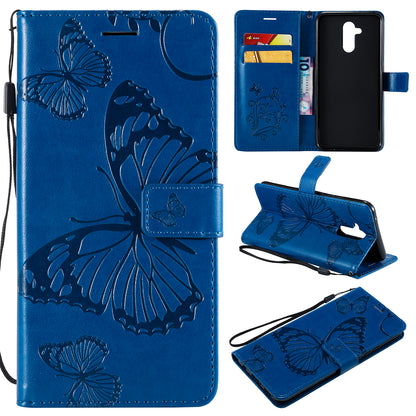 KT Imprinting Flower Series-2 Imprint Butterfly Flower Leather Wallet Magnetic Stand Cover for Huawei Mate 20 Lite