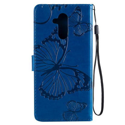 KT Imprinting Flower Series-2 Imprint Butterfly Flower Leather Wallet Magnetic Stand Cover for Huawei Mate 20 Lite