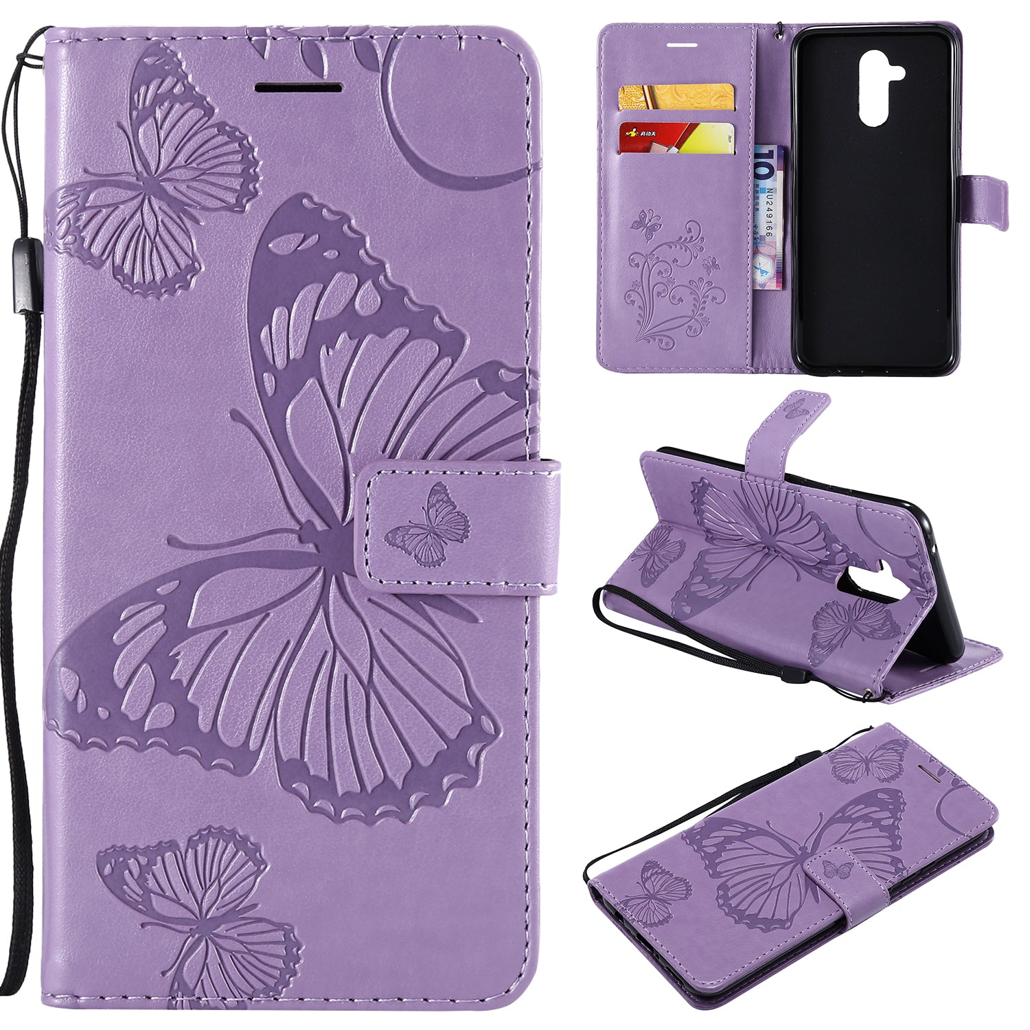 KT Imprinting Flower Series-2 Imprint Butterfly Flower Leather Wallet Magnetic Stand Cover for Huawei Mate 20 Lite