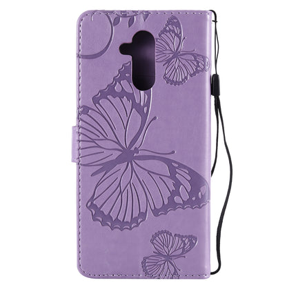 KT Imprinting Flower Series-2 Imprint Butterfly Flower Leather Wallet Magnetic Stand Cover for Huawei Mate 20 Lite