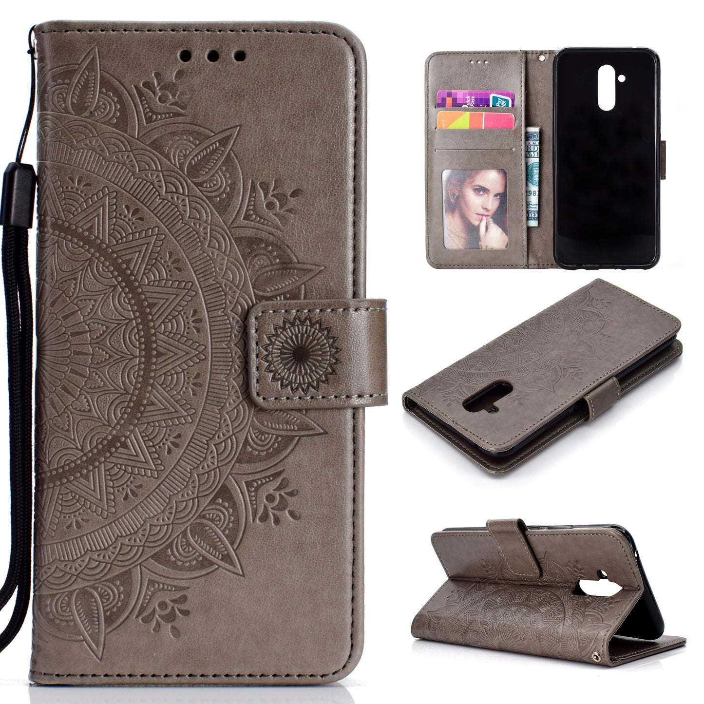 Imprint Totem Pattern Wallet Stand Leather Cover for Huawei Mate 20 Lite