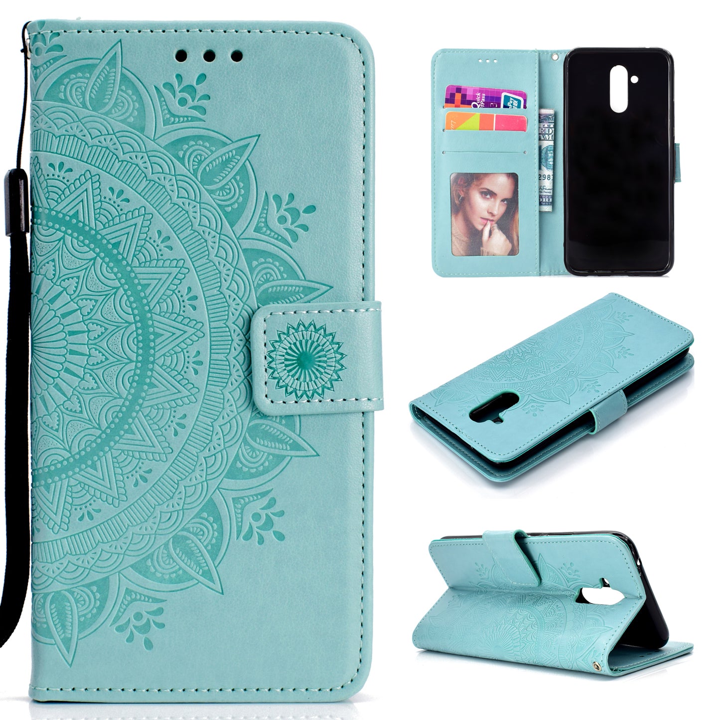 Imprint Totem Pattern Wallet Stand Leather Cover for Huawei Mate 20 Lite