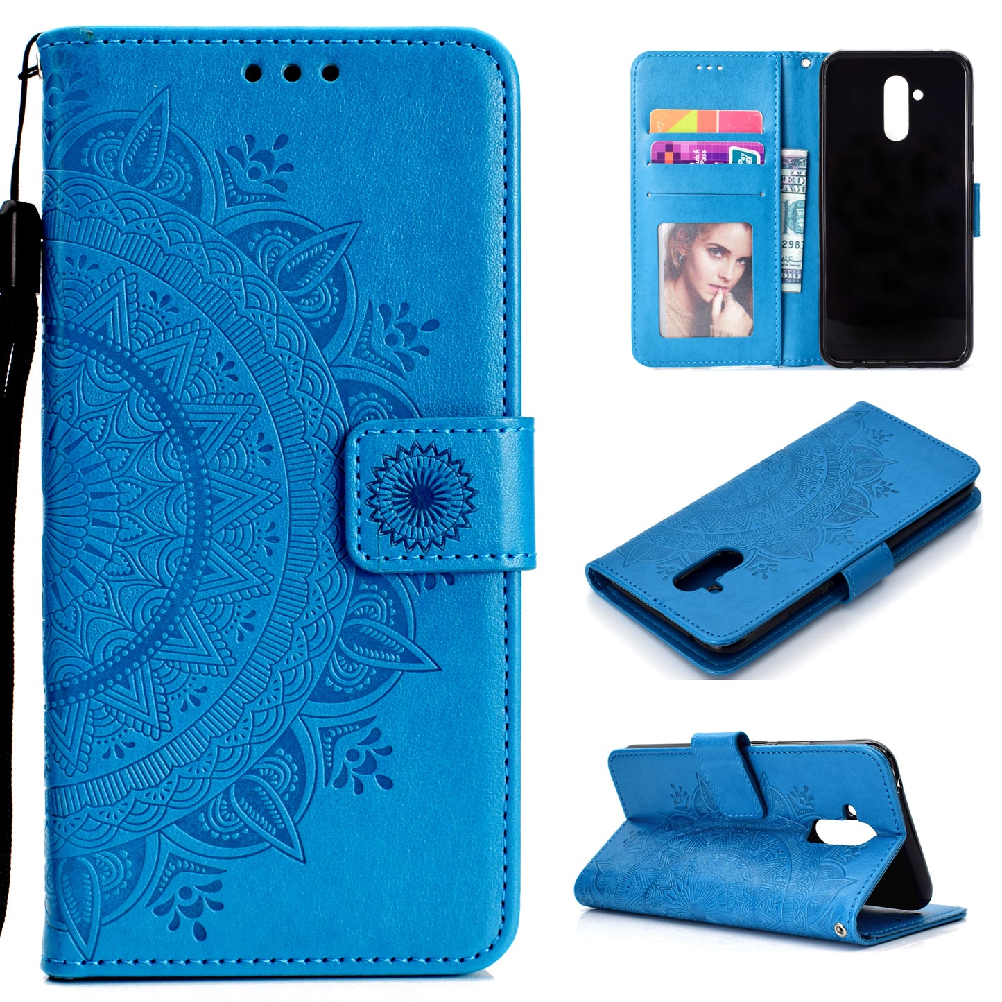 Imprint Totem Pattern Wallet Stand Leather Cover for Huawei Mate 20 Lite