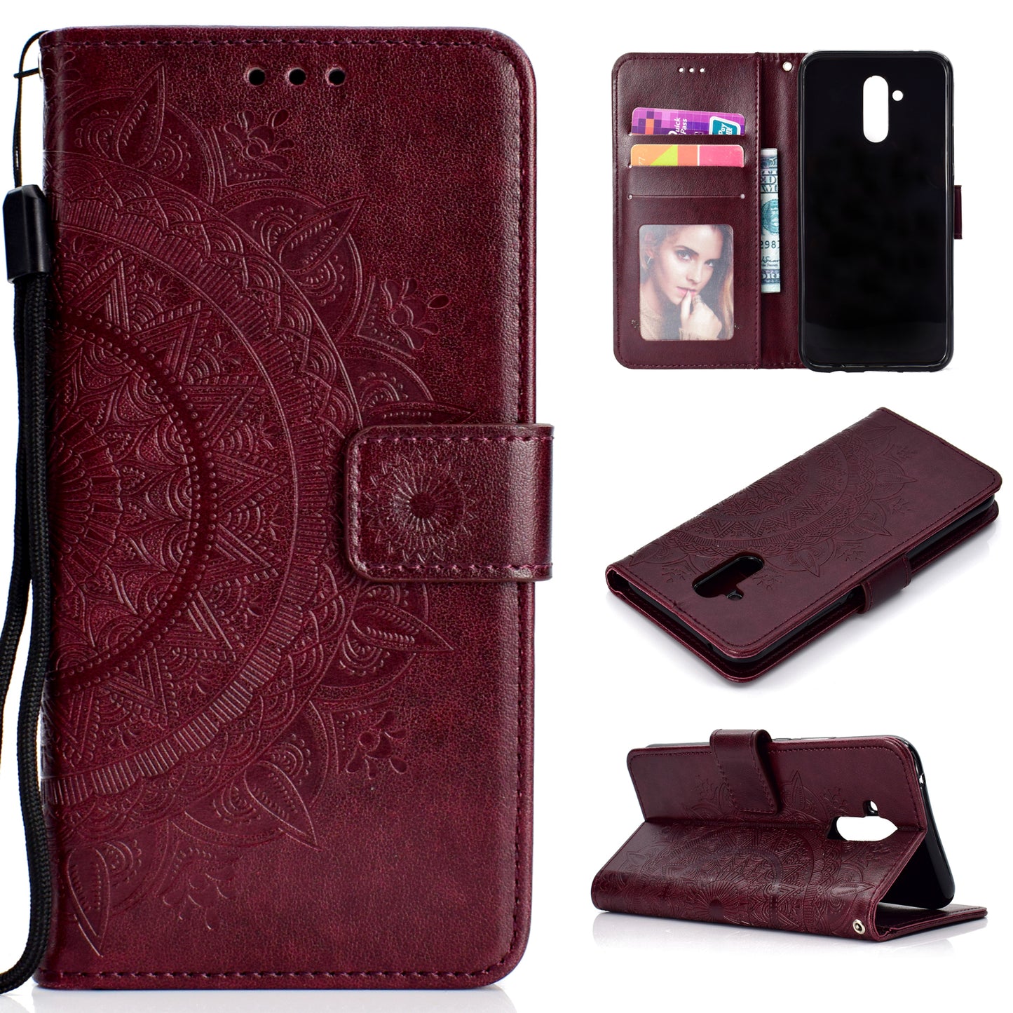 Imprint Totem Pattern Wallet Stand Leather Cover for Huawei Mate 20 Lite