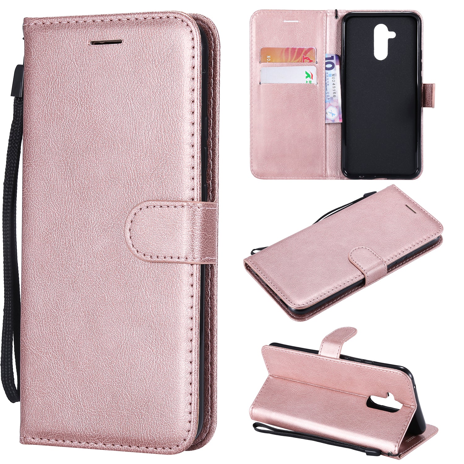 KT Leather Series-2 Wallet Leather Stand  Case for Huawei Mate 20 Lite / Maimang 7 with Strap