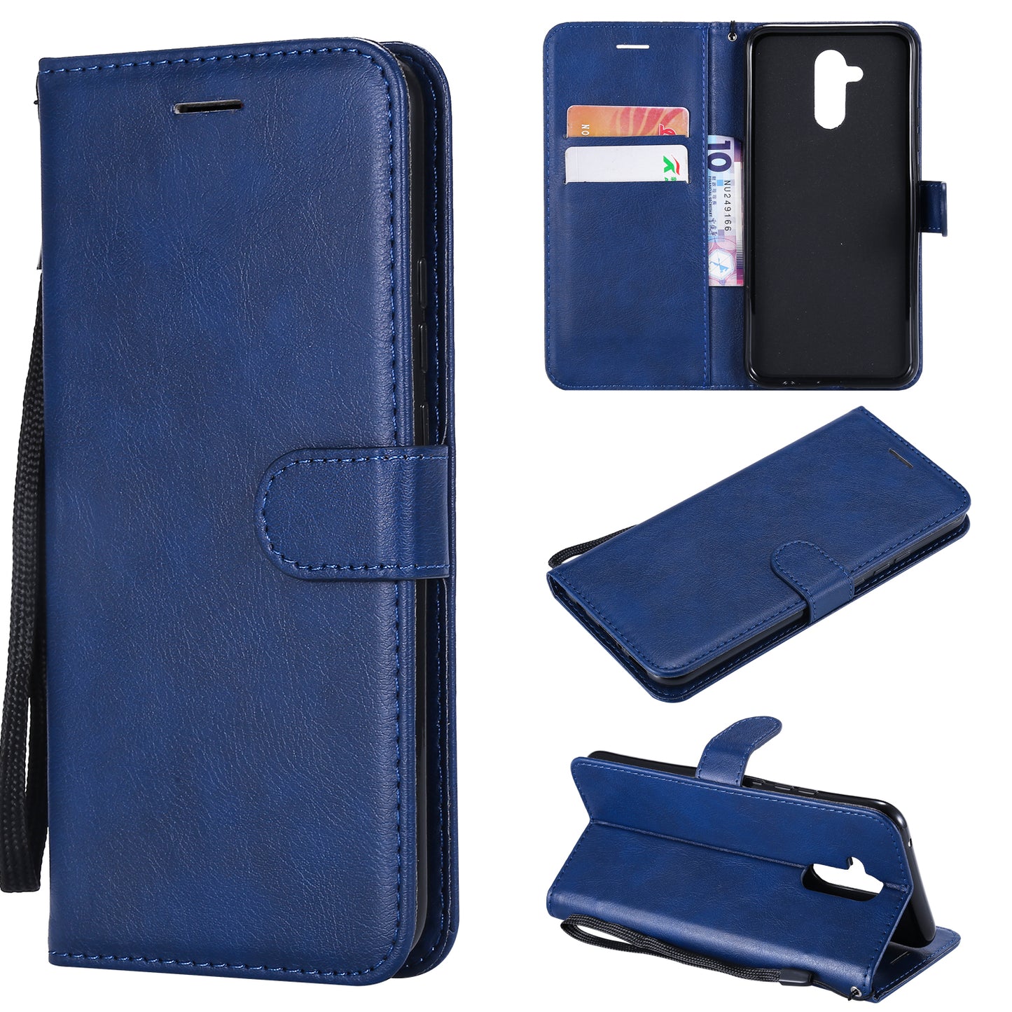 KT Leather Series-2 Wallet Leather Stand  Case for Huawei Mate 20 Lite / Maimang 7 with Strap