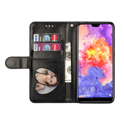 Flash Powder Zippered Stand Leather Wallet Case with Strap for Huawei P20 Pro