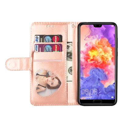 Flash Powder Zippered Stand Leather Wallet Case with Strap for Huawei P20 Pro