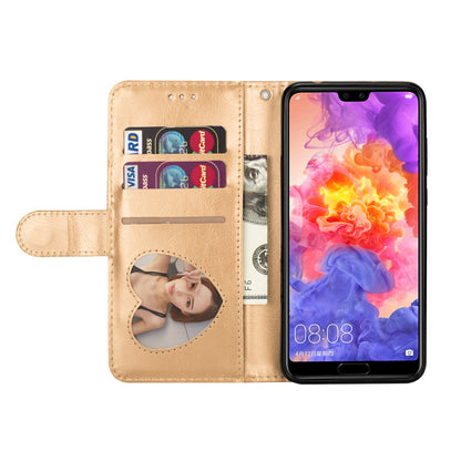 Flash Powder Zippered Stand Leather Wallet Case with Strap for Huawei P20 Pro