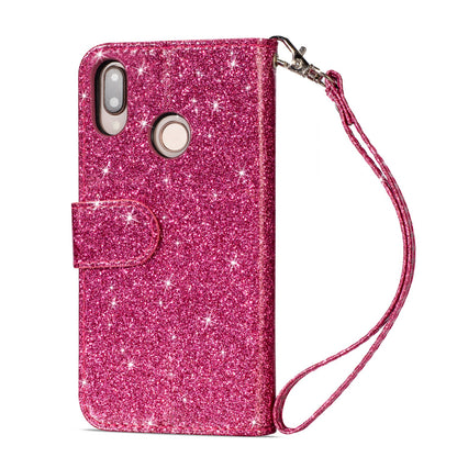 Flash Powder Zippered Stand Leather Wallet Case with Strap for Huawei P20 Lite / Nova 3e (China)