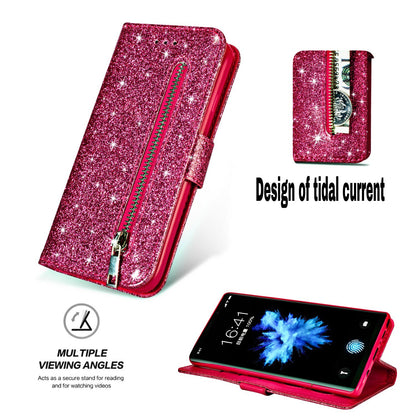 Flash Powder Zippered Stand Leather Wallet Case with Strap for Huawei P20 Lite / Nova 3e (China)