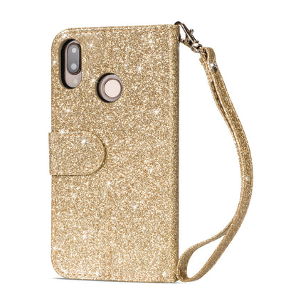 Flash Powder Zippered Stand Leather Wallet Case with Strap for Huawei P20 Lite / Nova 3e (China)