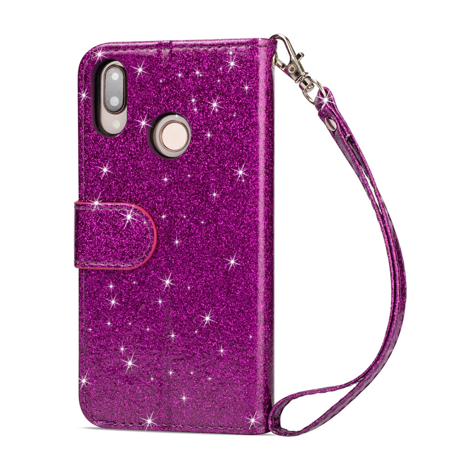 Flash Powder Zippered Stand Leather Wallet Case with Strap for Huawei P20 Lite / Nova 3e (China)