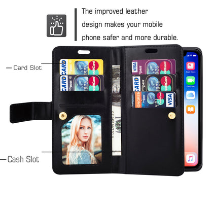 Zippered Leather Magnetic Stand Wallet TPU Back Casing with Strap for Huawei Mate 20 Lite