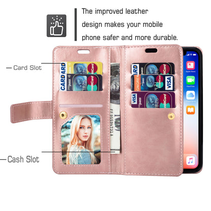 Zippered Leather Magnetic Stand Wallet TPU Back Casing with Strap for Huawei Mate 20 Lite