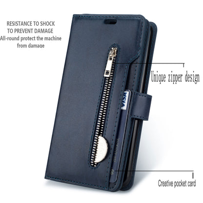 Zippered Leather Magnetic Stand Wallet TPU Back Casing with Strap for Huawei Mate 20 Lite